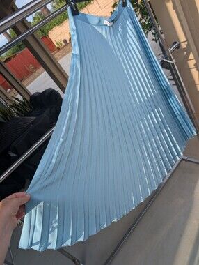 Zara Sky Blue Pleated A-Line Skirt